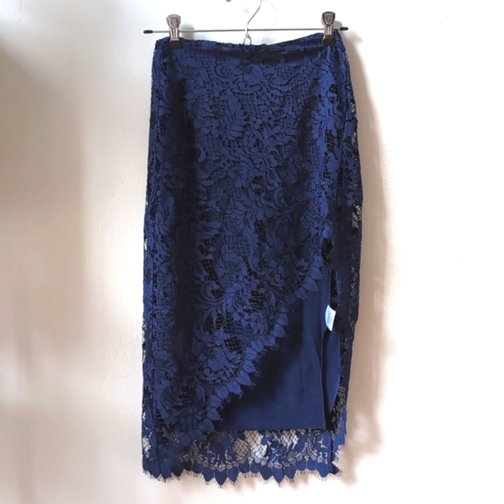 For Love and Lemons Maui Waui Lace Skirt Navy, XS - Picture 7 of 9